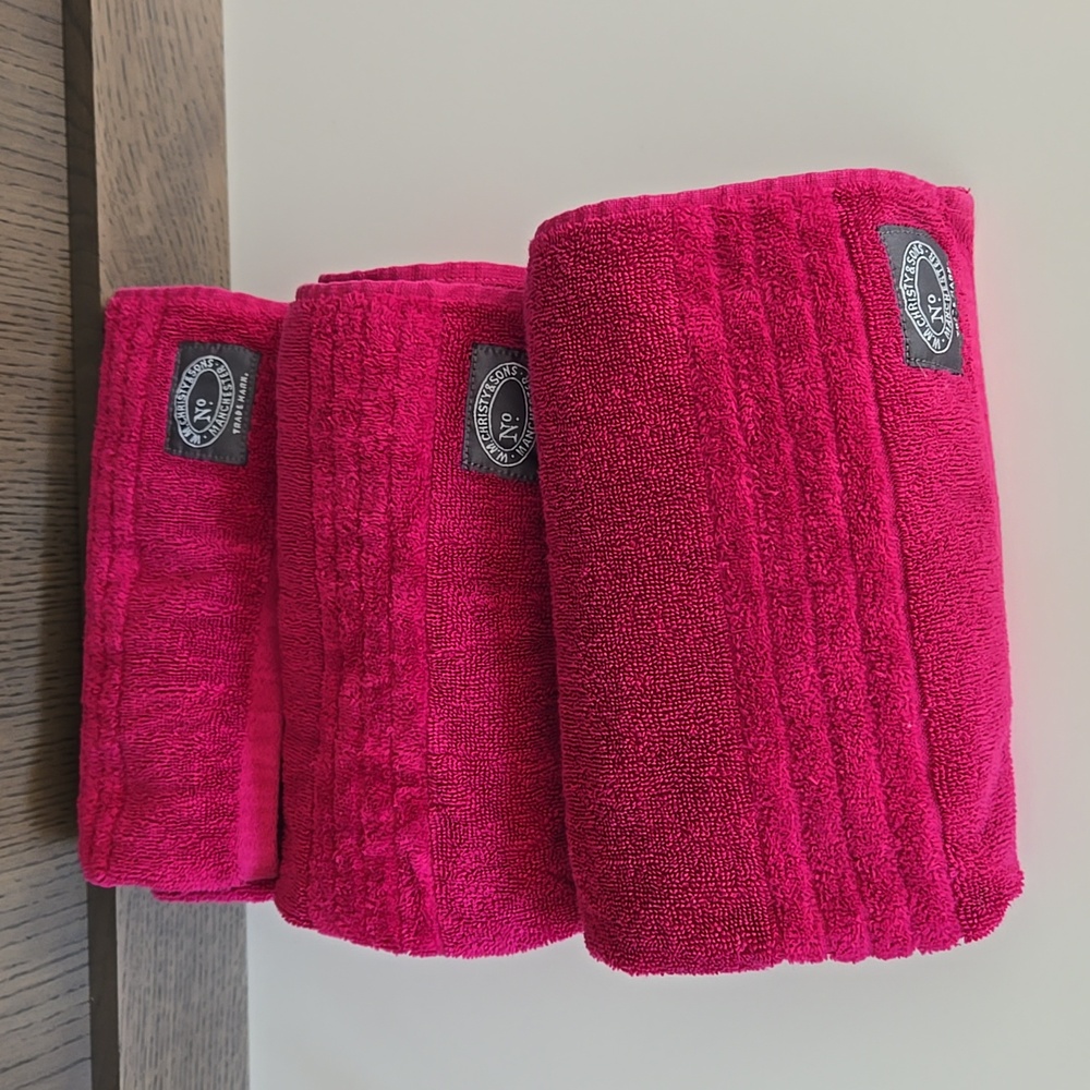 Pink Turkish Cotton Hand Towels - set of 3